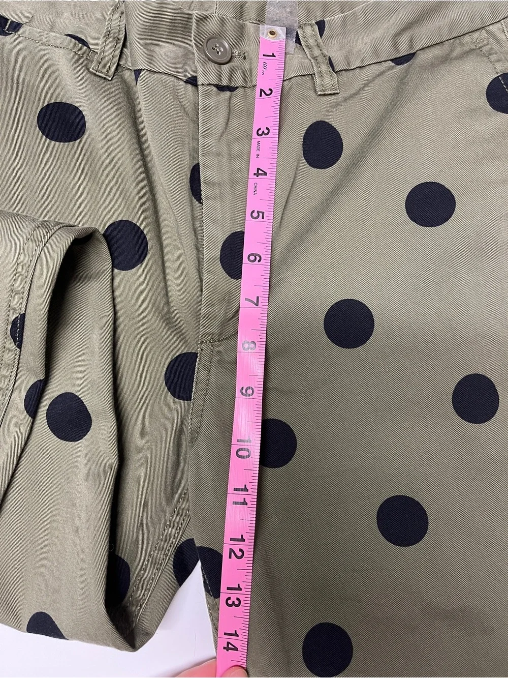 J. Crew Olive Green with black polka dots 8T chinos 100% cotton pants